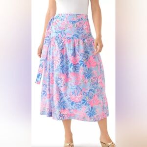 Lilly Pulitzer L NWT Corina wrap Midi Skirt Elephant Splash